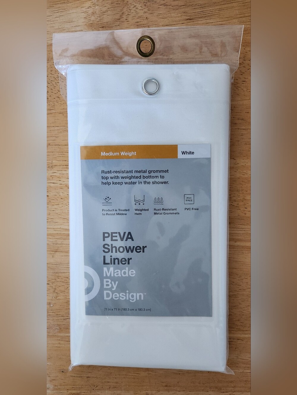 Made By Design White PEVA Shower Liner with Metal Grommets